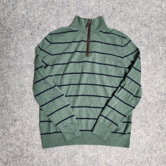 UNTUCKit Other - UNTUCKit Wool Sweater Men L Green Extrafine‎ Merino Belguardo Stripe Runs Small